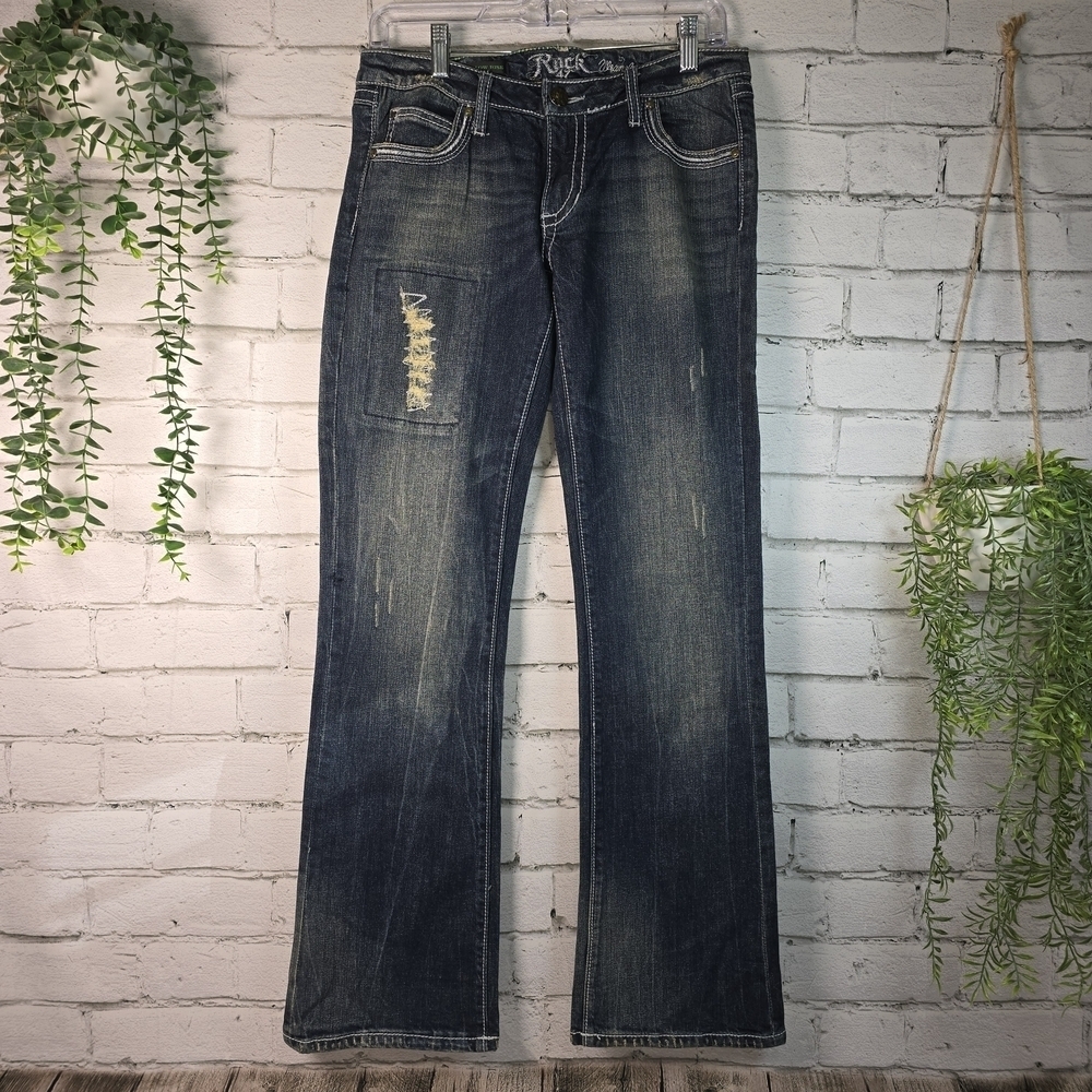 WRANGLER ROCK 47 ULTRA LOW RISE INDIGO STRAIGHT LEG JEANS WOMENS 3/4 X 32 NWT